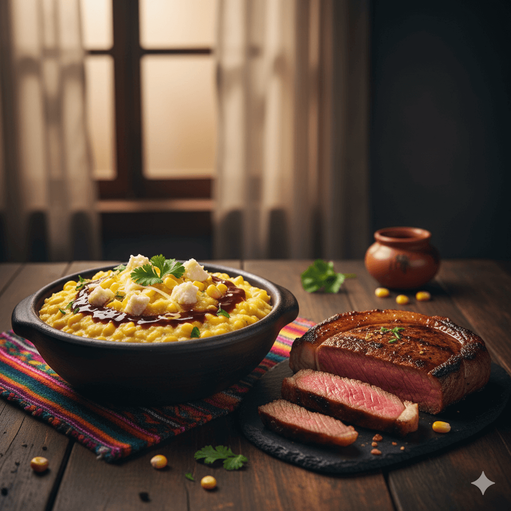 Moro chicloso de choclo con Picaña