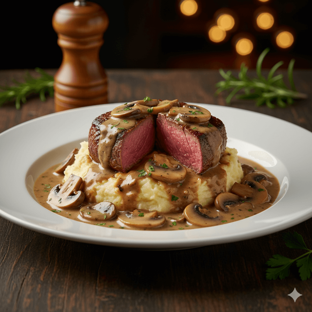 Filete mignon en salsa de champiñones