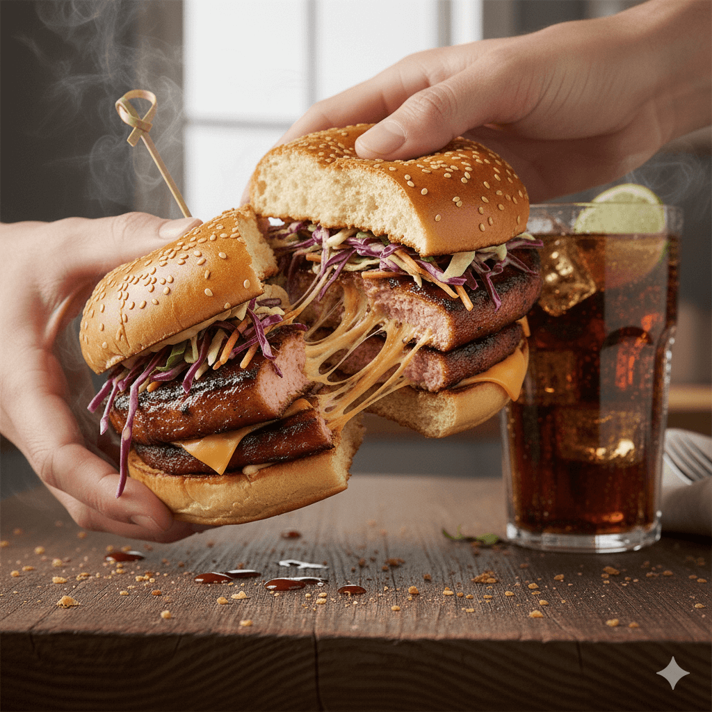 Hamburguesa bbq con carne de cerdo