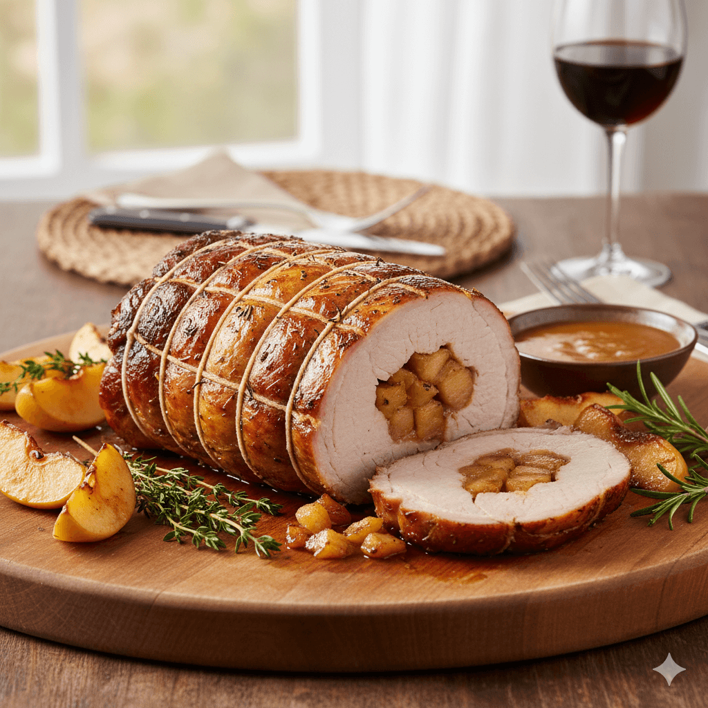 Lomo de cerdo relleno de manzana