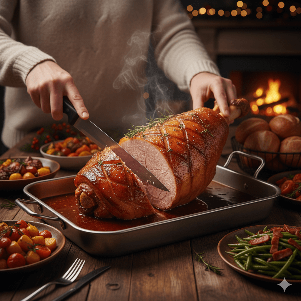 Pierna horneada de cerdo