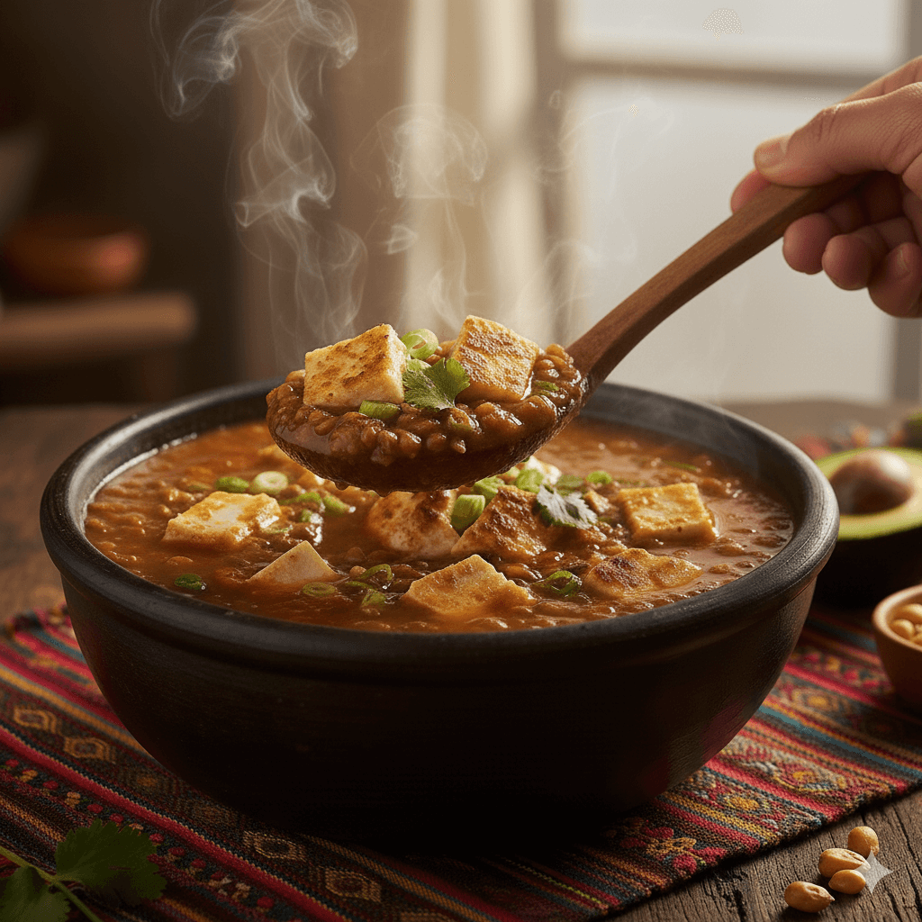 Sopa de lentejas con queso