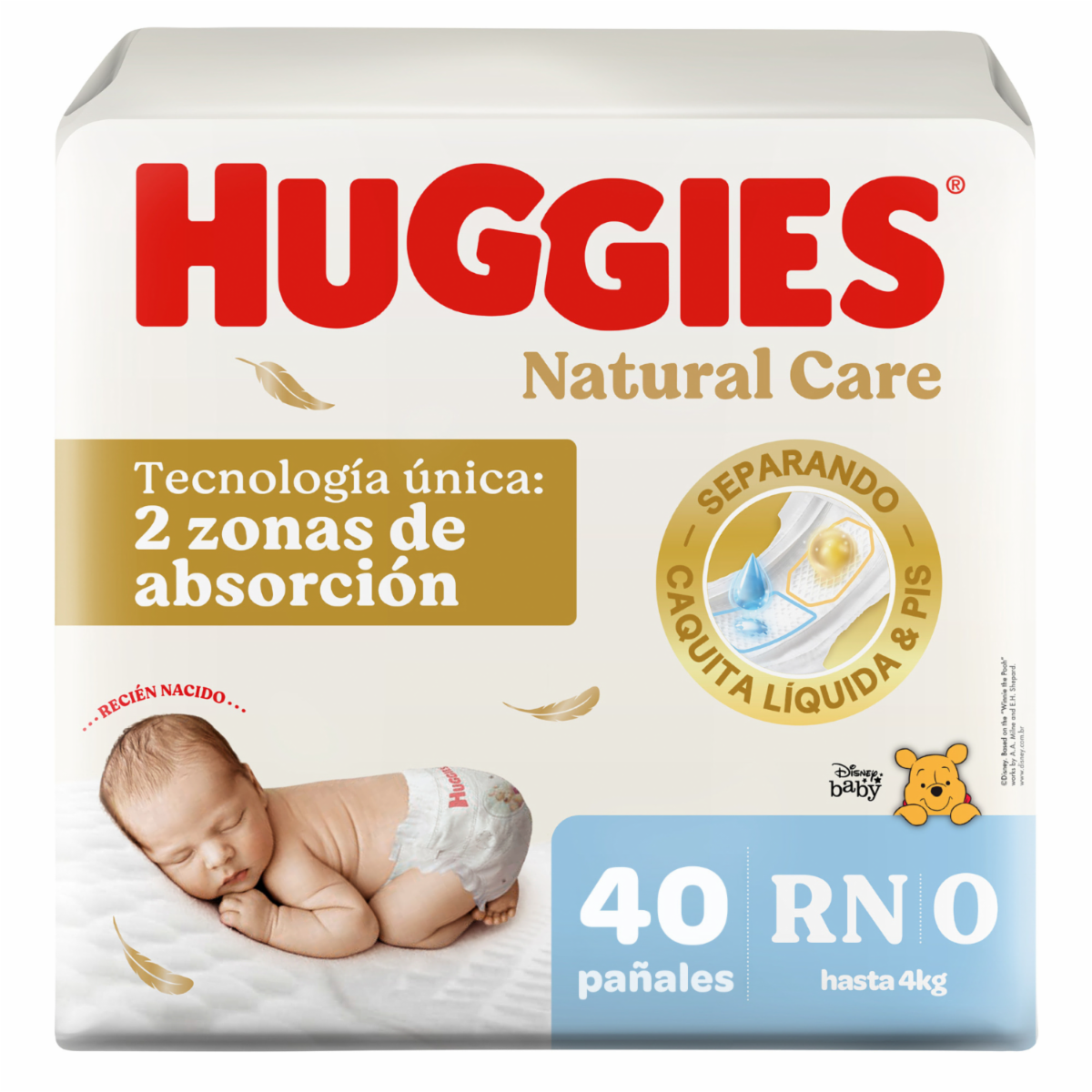 Pañales Natural Care 1/RN HUGGIES 40 Unidades