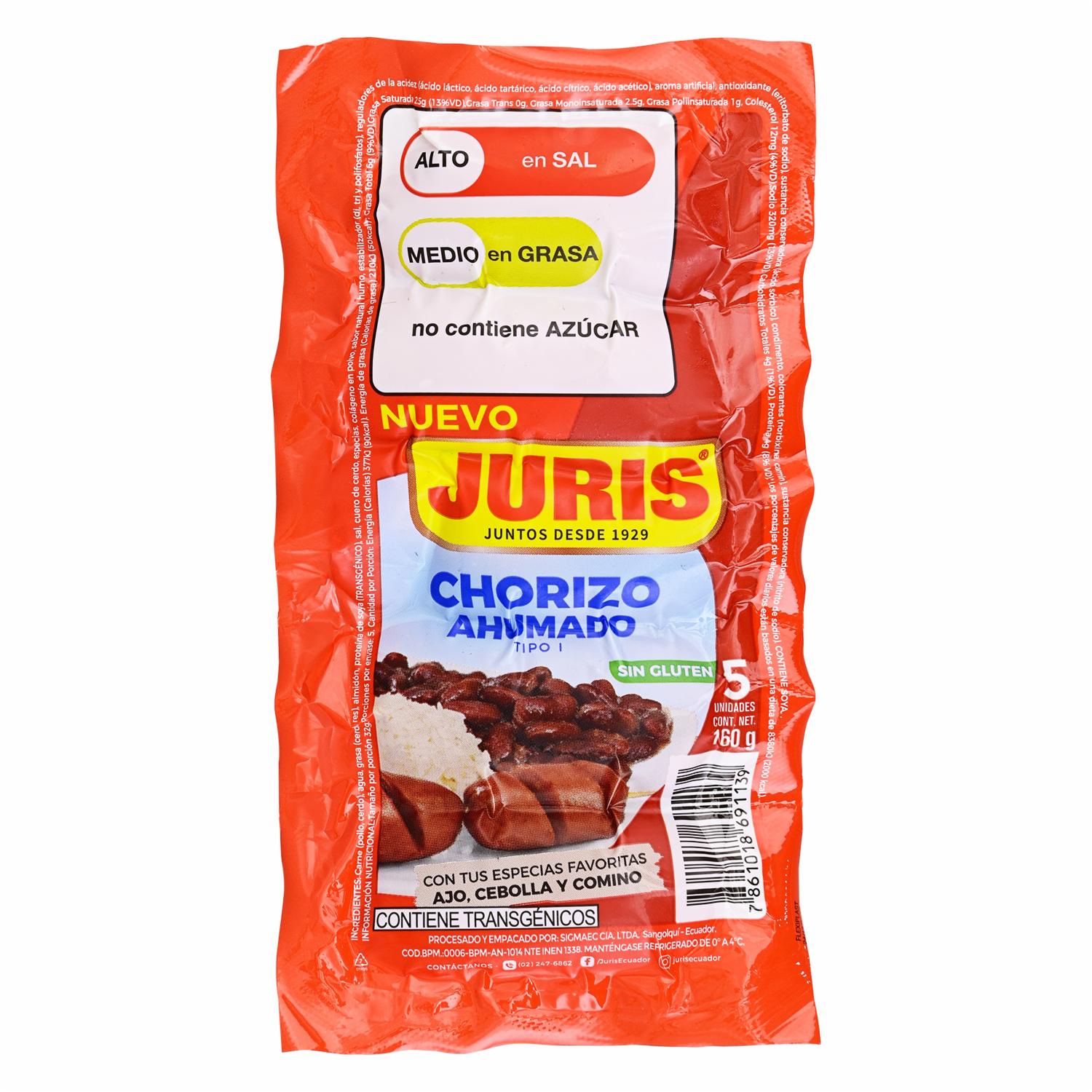 Chorizo Ahumado Tipo 1 JURIS 160 G