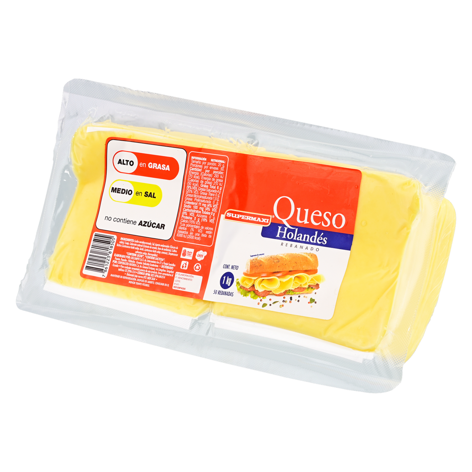 Queso Holandés Rebanado SUPERMAXI 1000 G