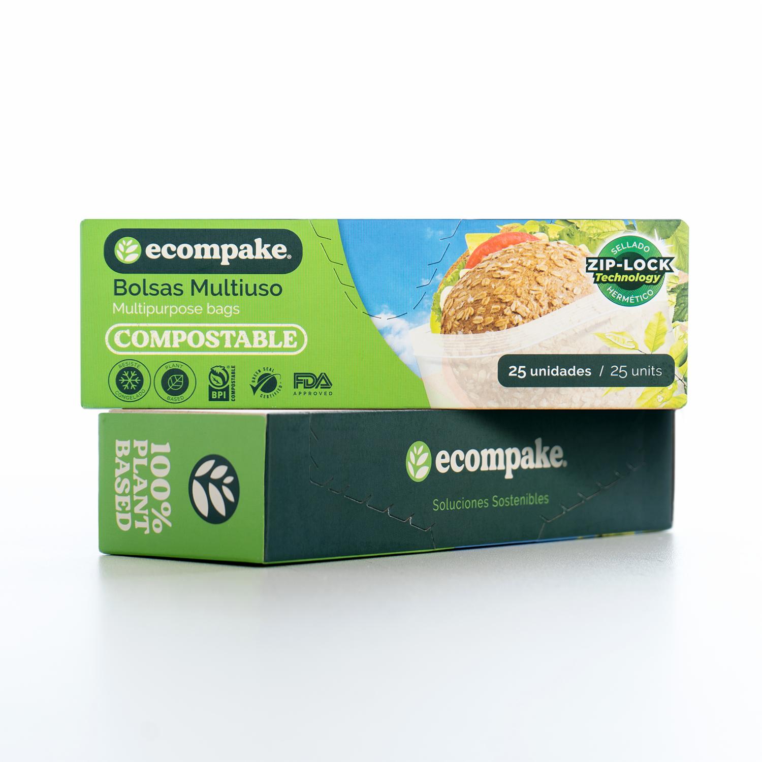 Fundas Ziplock Multiusos Biodegradables Compostable ECOMPAKE 25 Uds