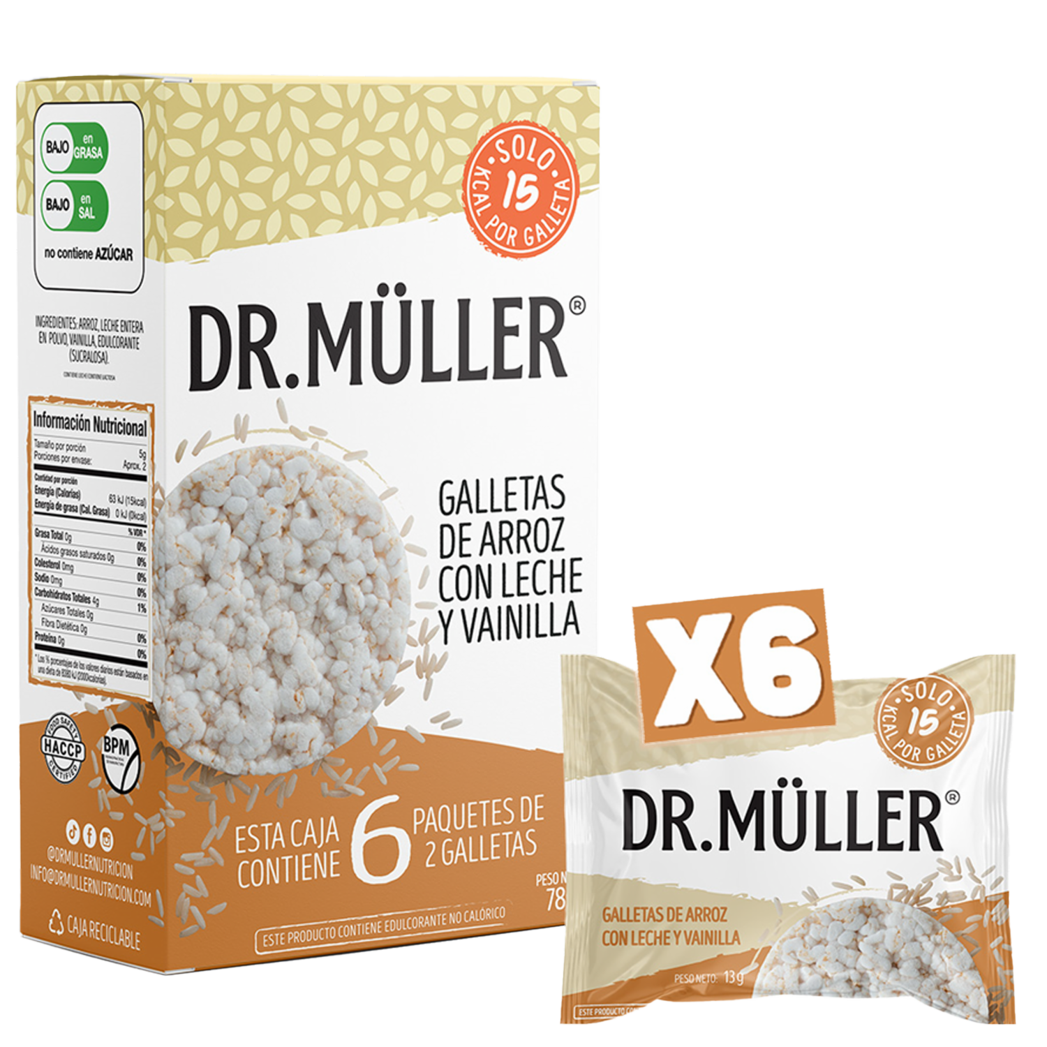 Galletas De Arroz Con Leche DR. MÜLLER 6 x 13 G