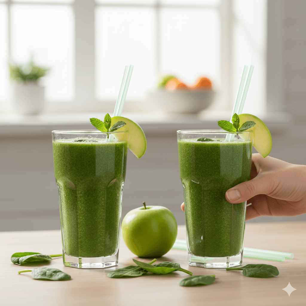 Bebida Detox de manzana y espinaca