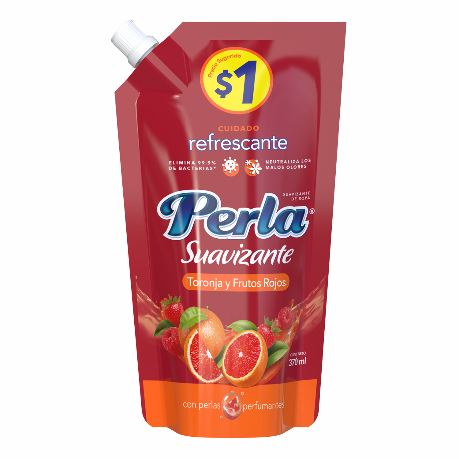 Suavizante Cuidado Refrescante Toronja Y Frutos Rojos Doypack PERLA 370 Ml