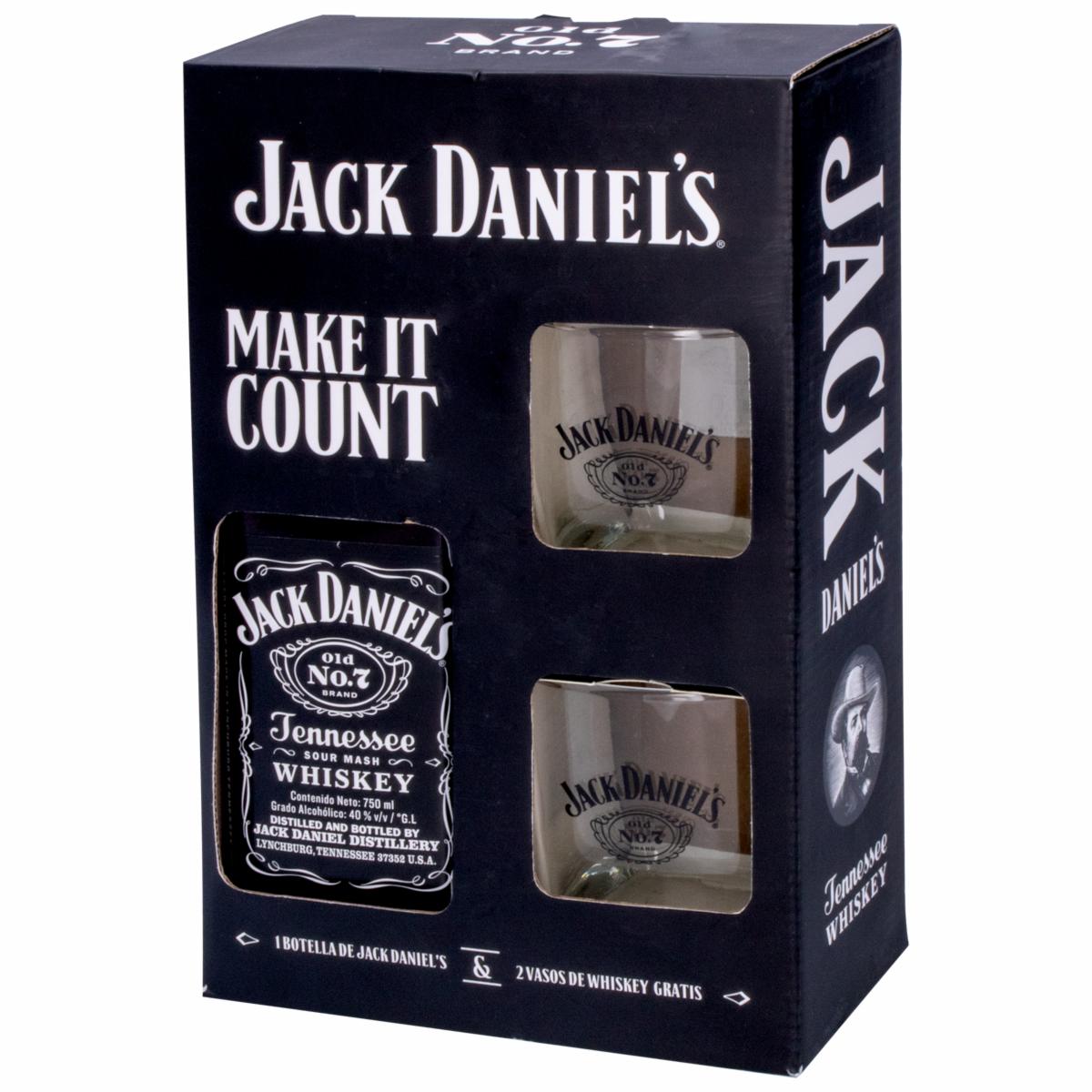Whisky Pack + 2 Vasos JACK DANIEL’S 750 Ml