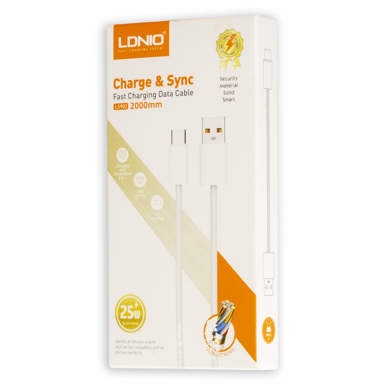 Cable De Carga Rápida Y Datos Ls902 Tipo C 2Mt LDNIO 25 W