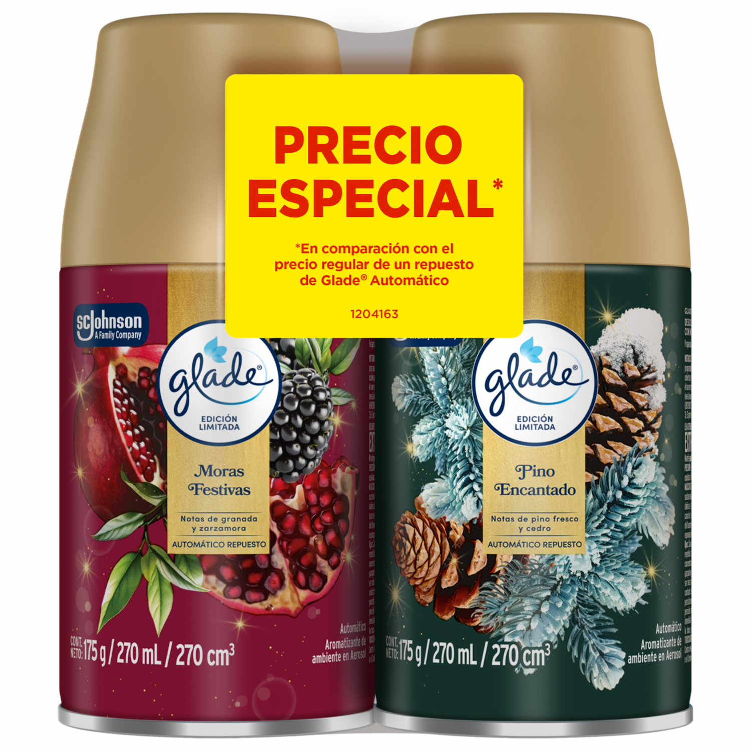 Ambiental Aromatizante Automático Edición Limitada Moras+Pinos Repuesto GLADE 540 Ml