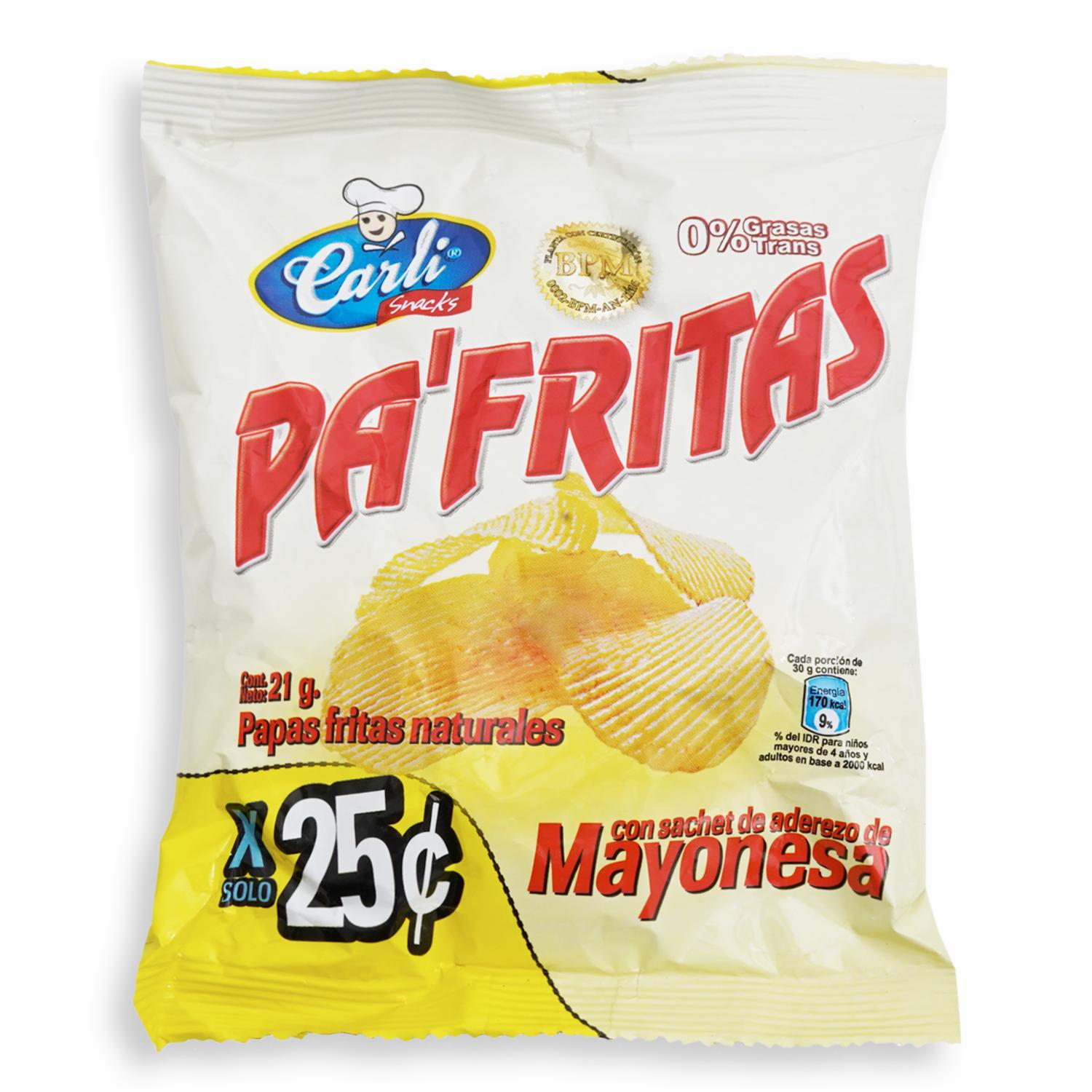 Papas Fritas Sabor A Mayonesa PA’FRITAS 21 G