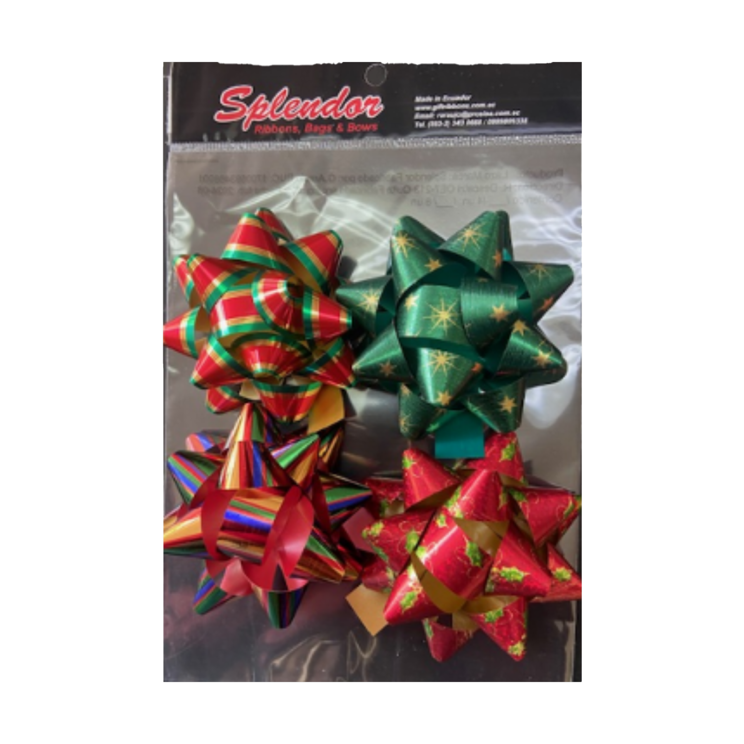 Lazos De Cinta Navideños Diseño Estrella Estampado SPLENDOR 4 Uds