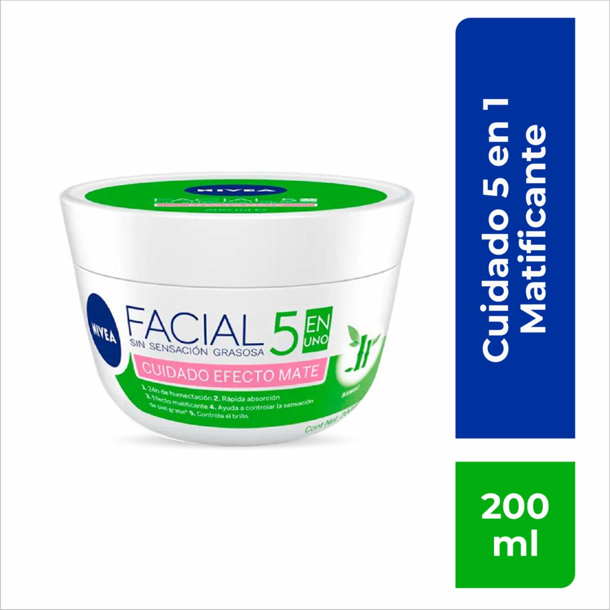 Crema Facial Efecto Mate Piel Grasa 5 En 1 NIVEA 200 Ml