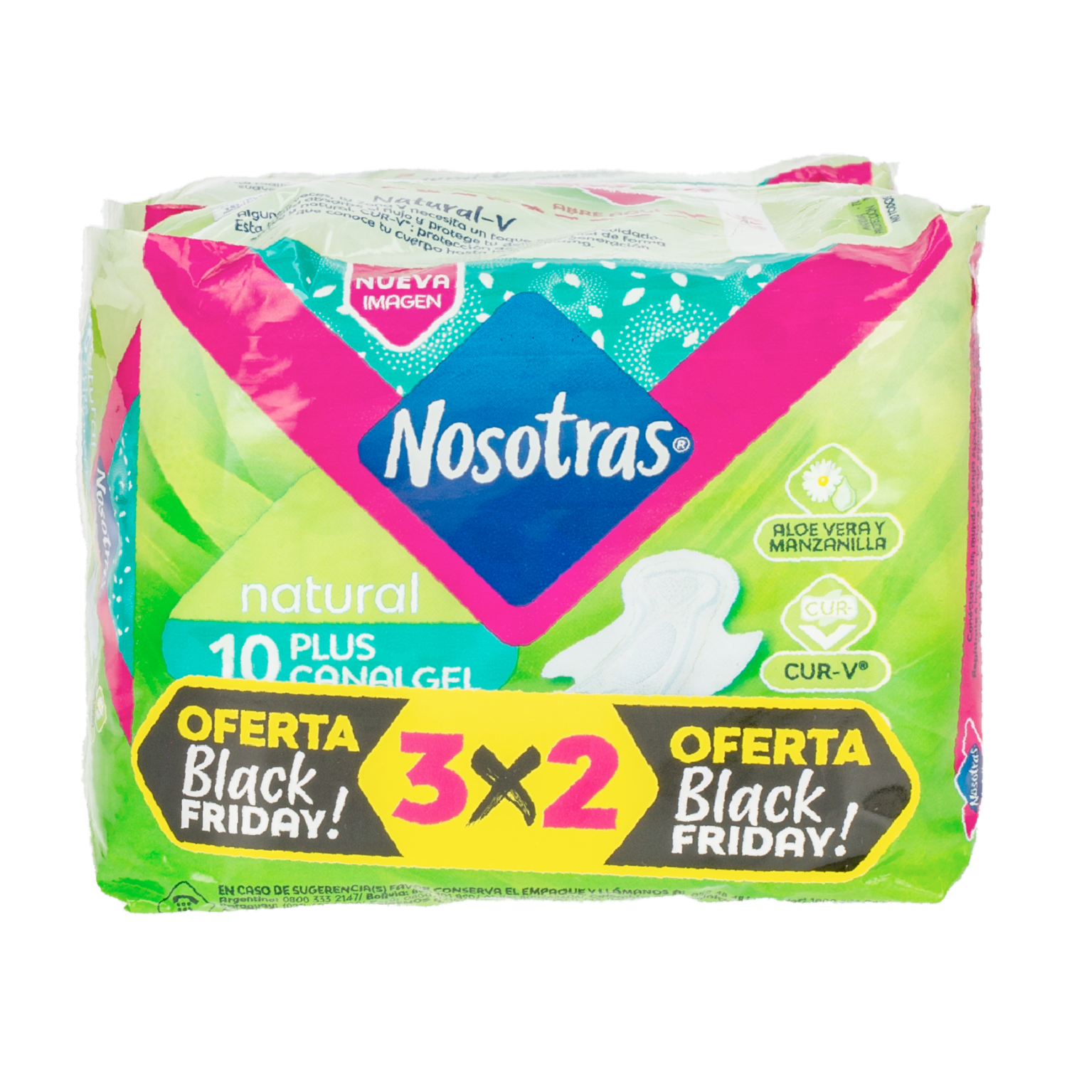 Toallas Sanitarias Natural Plus Gel 3×2 NOSOTRAS X 10 Uds