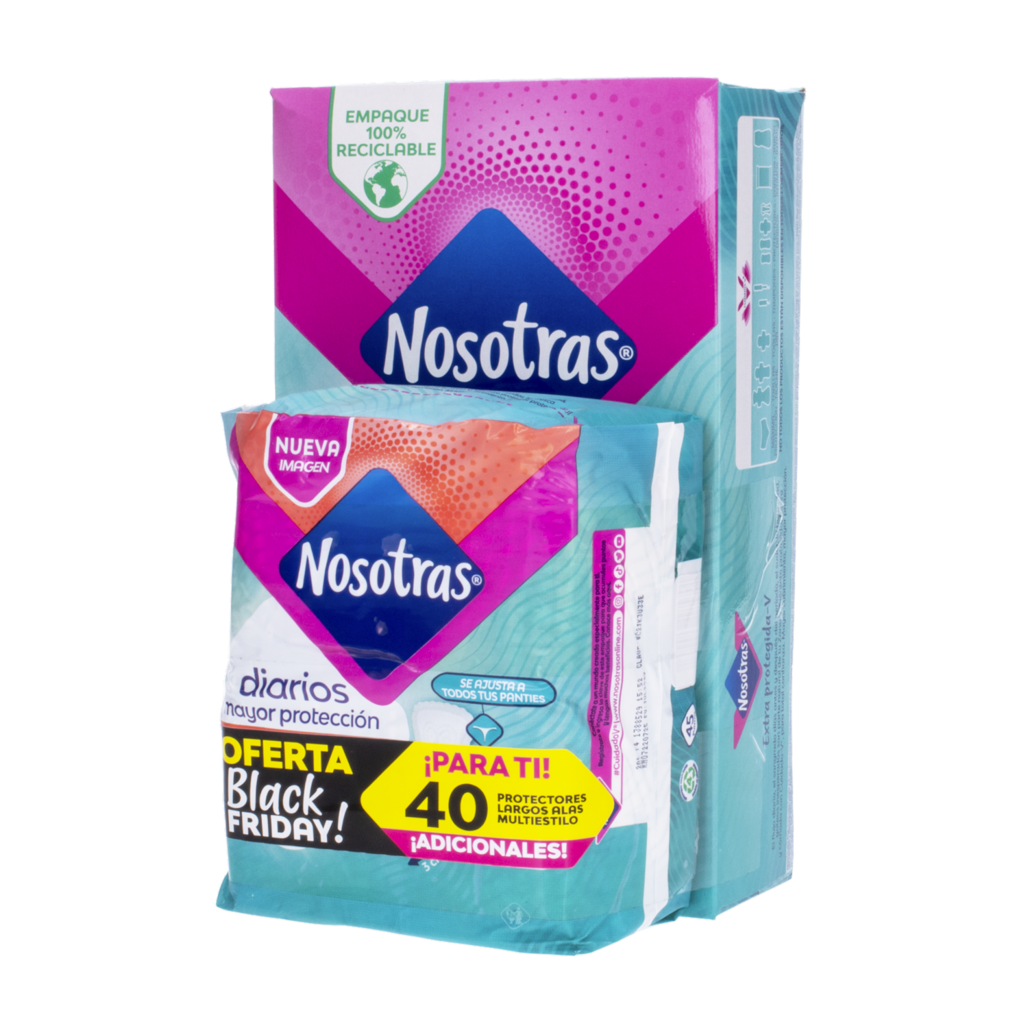 Protectores Diarios Largo Alas Multiestilo NOSOTRAS X 80 Uds