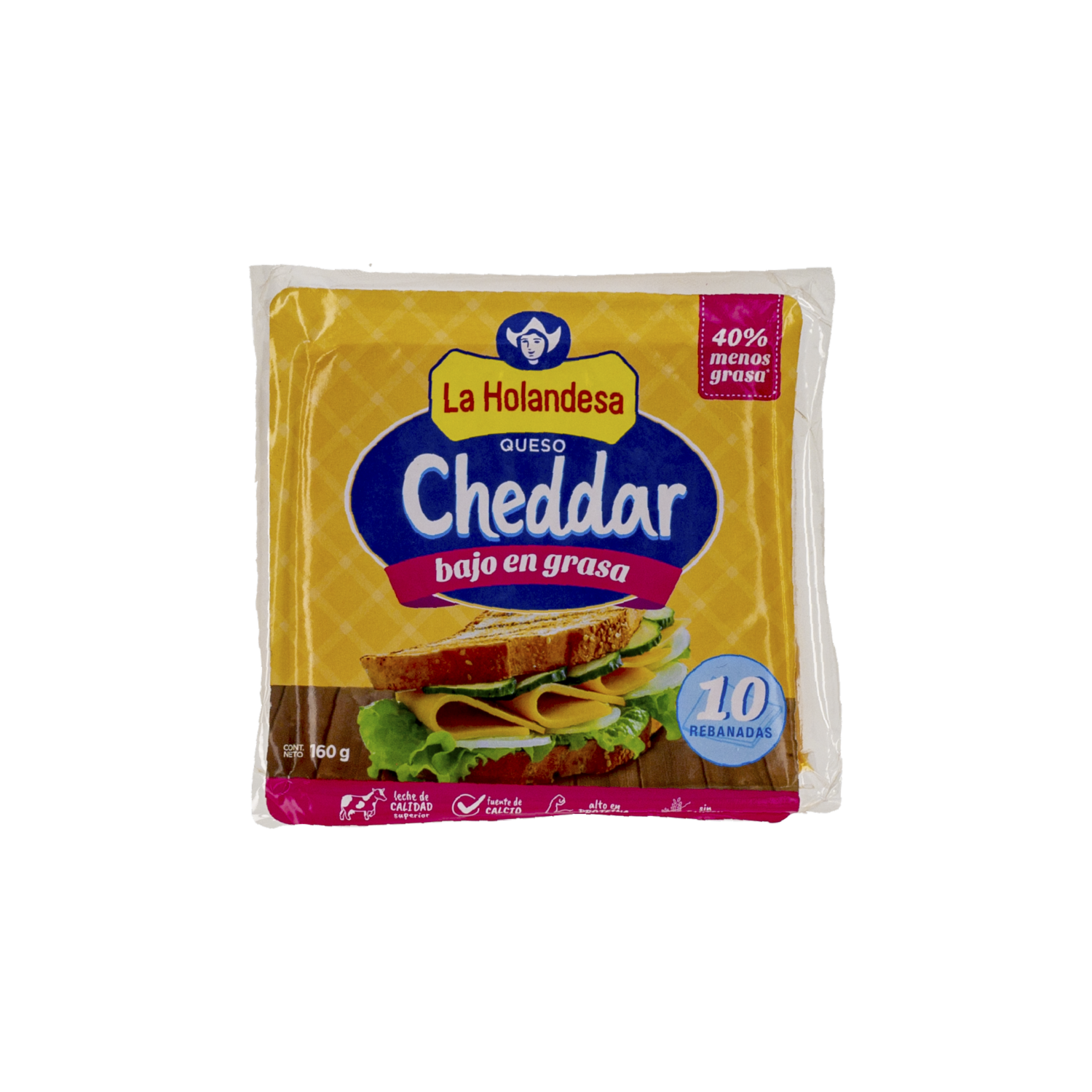 Queso Cheddar Bajo En Grasa Rebanado LA HOLANDESA 160 G