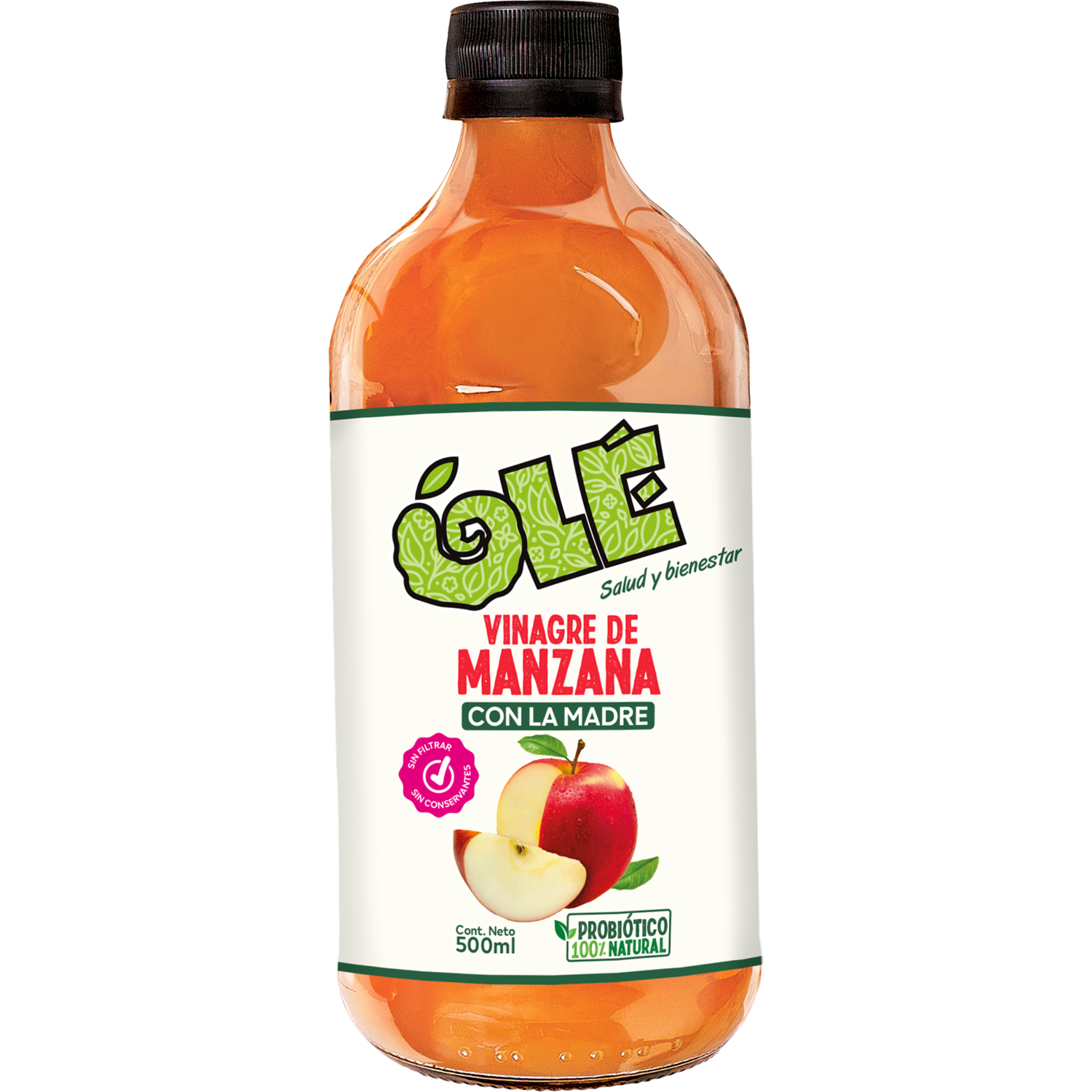 Vinagre De Manzana Con La Madre OLÉ 500 Ml