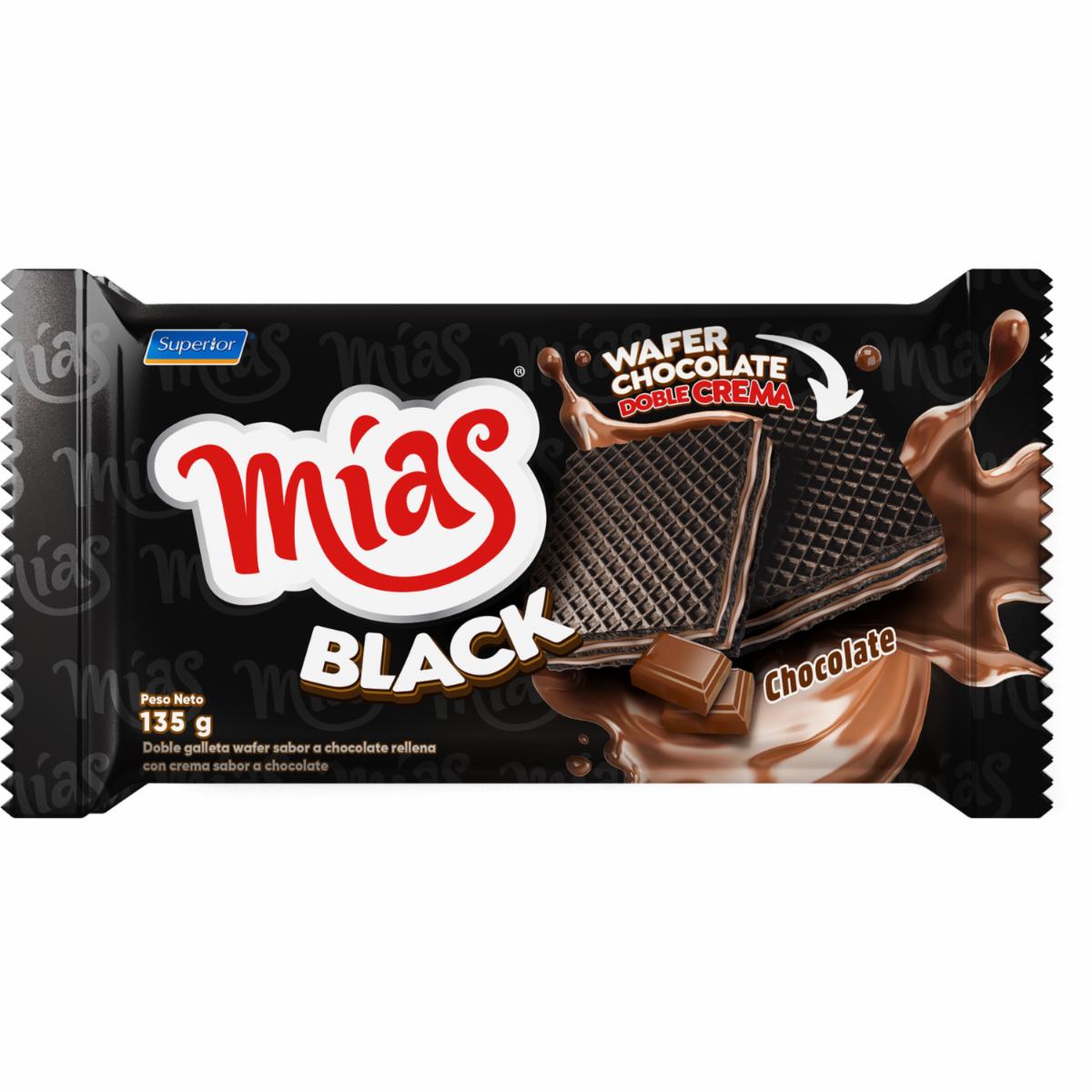 Galleta Wafer Con Doble Crema Chocolate MÍAS BLACK 135 G