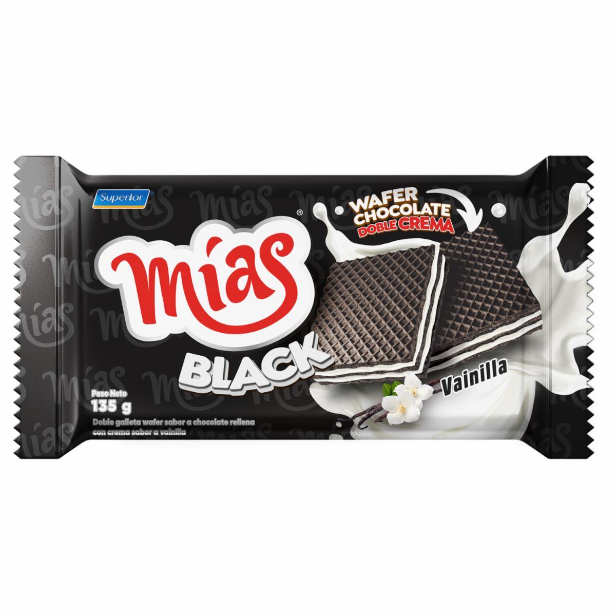Galleta Wafer Con Doble Crema De Vainilla MÍAS BLACK 135 G