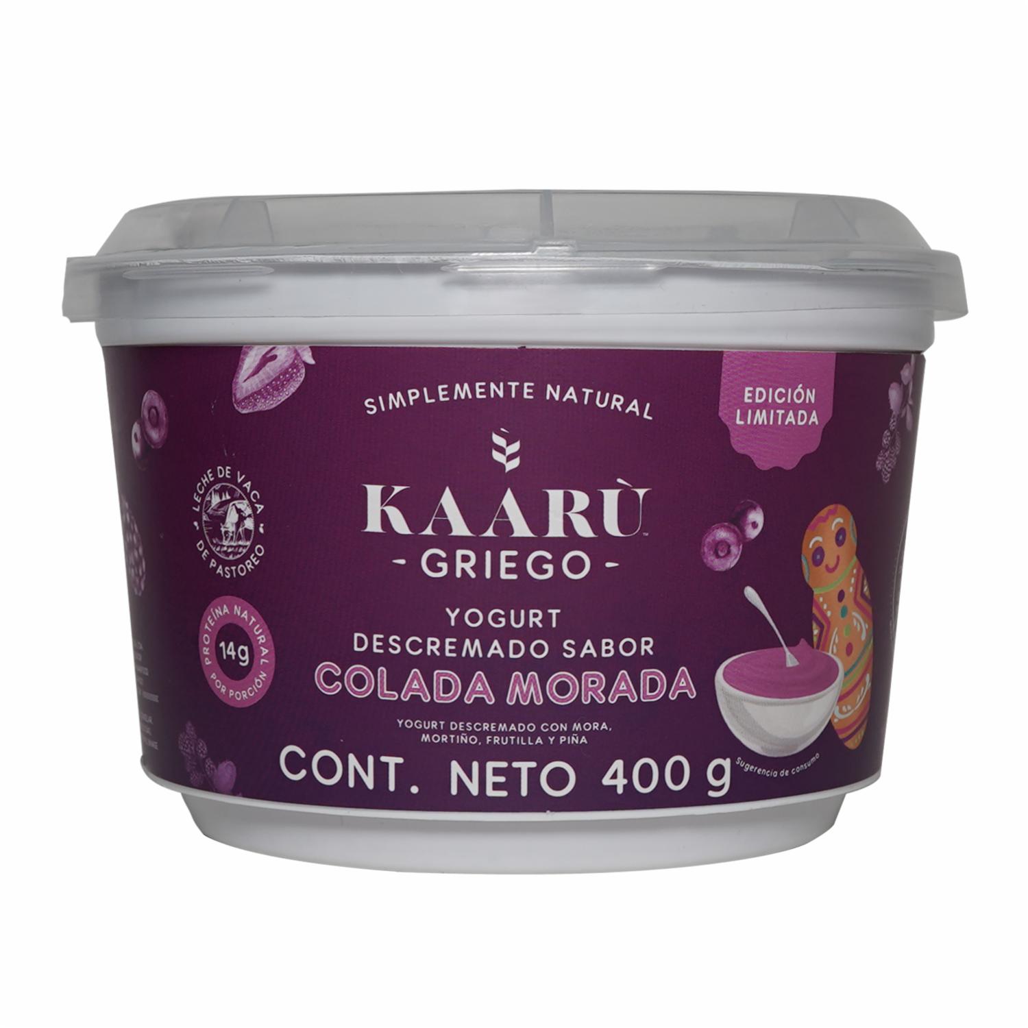 Yogurt Griego Descremado Sabor Colada Morada KAARÙ 400 G