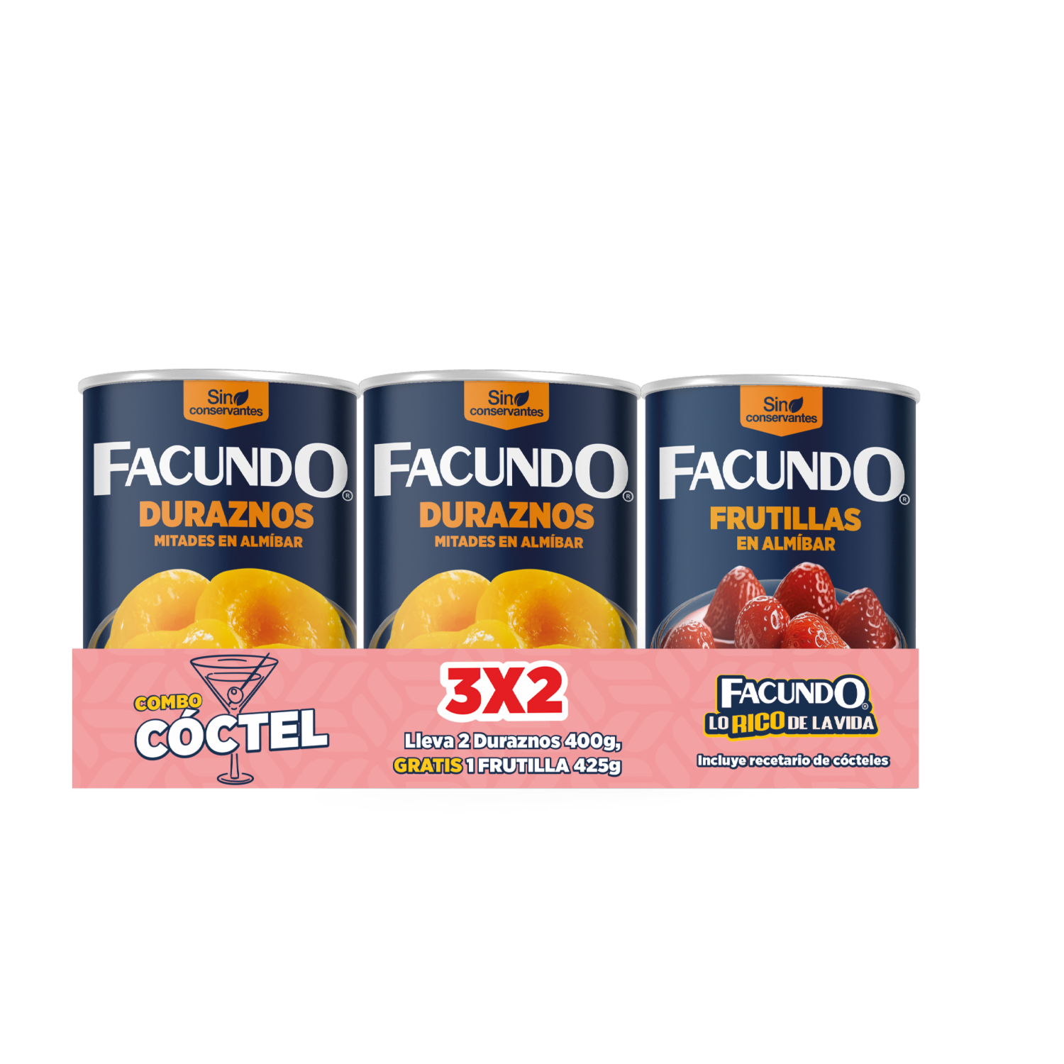 Combo Enlatados Duraznos Y Frutillas FACUNDO 825 G