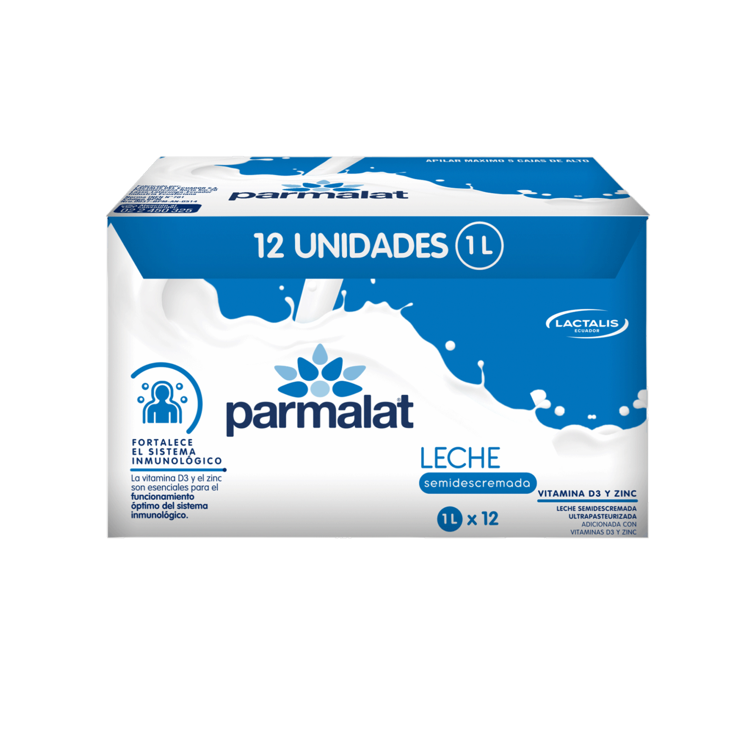 Leche Semidescremada Ultrapasteurizada PARMALAT 12 X 1000 Ml