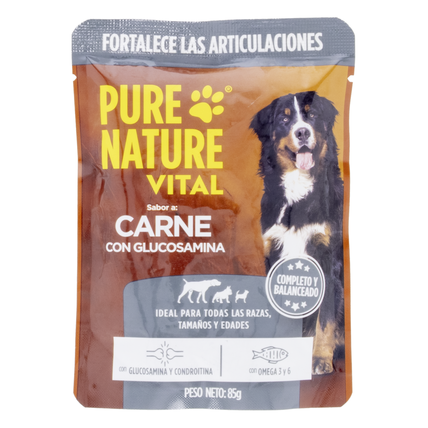 Alimento Para Perros Húmeda Sabor A Carne Con Glucosamina PURE NATURE 85 G